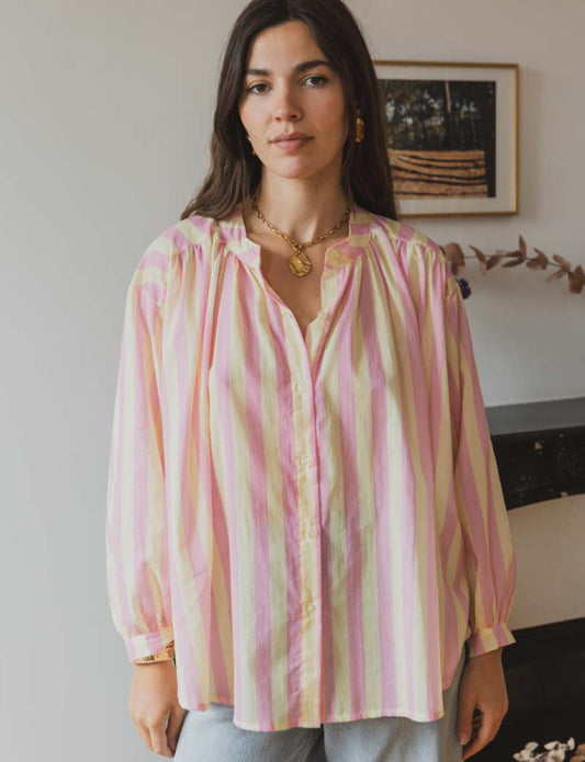 Blouse jaune & rose Tamar