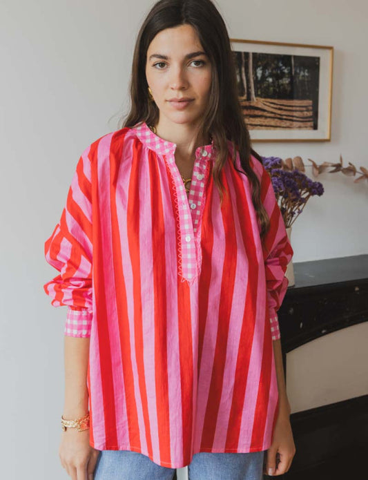 Blouse rouge & rose Pelly